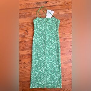 Zara Super Cute Green Dress with Pink Pattern - NWT
